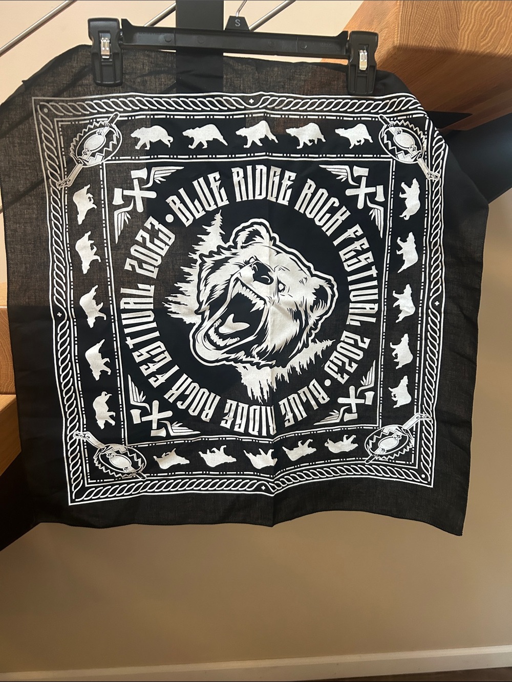 Blue Ridge Rock Festival 2023 Bear Bandana - Black/White
